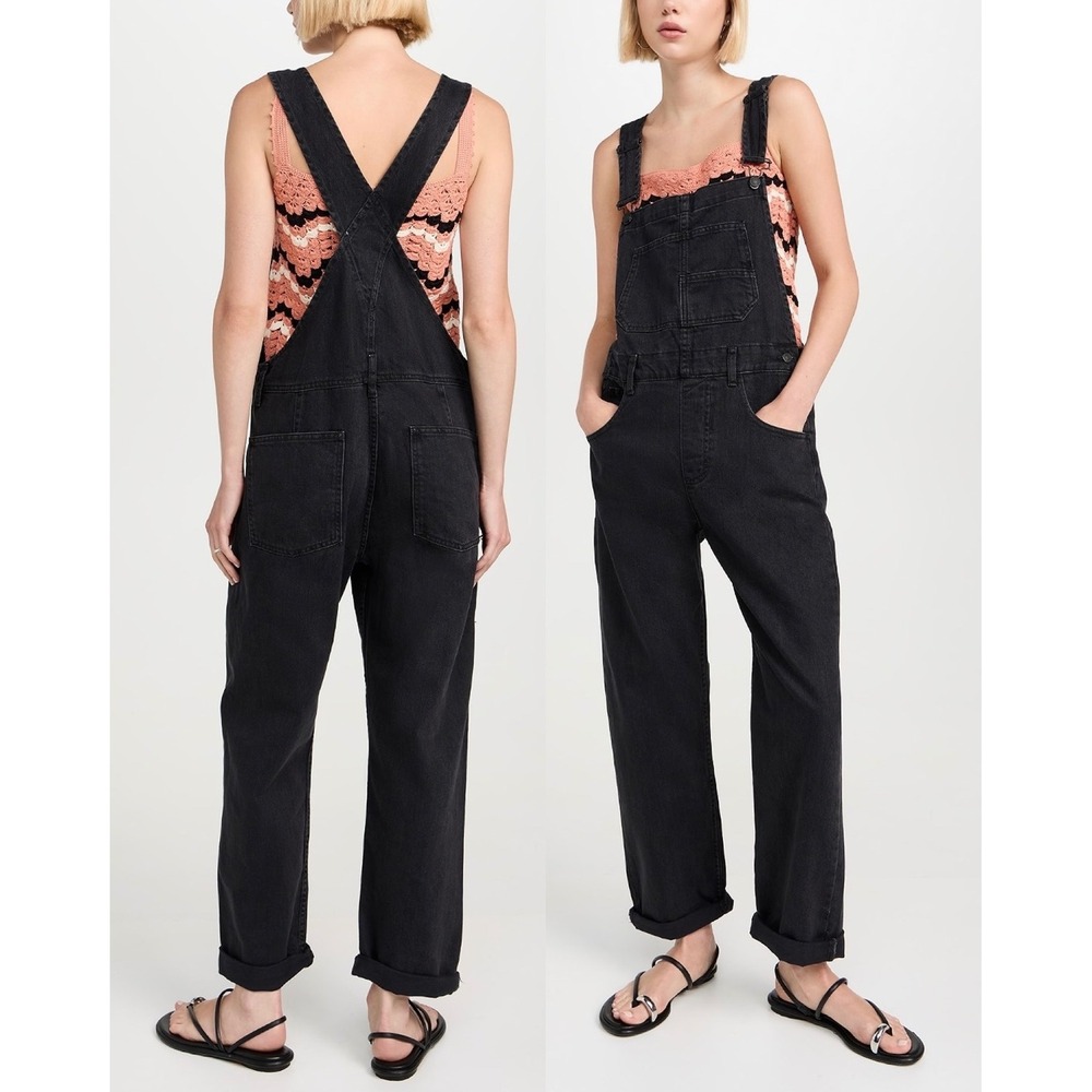 WE THE FREE x FREE PEOPLE Ziggy Denim Overall in Mineral Black